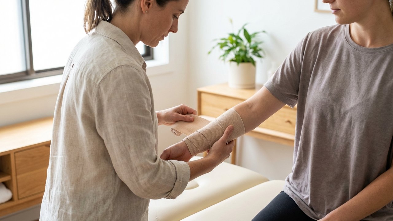 Application de bandage multicouche pour compression élastique en phase de maintenance