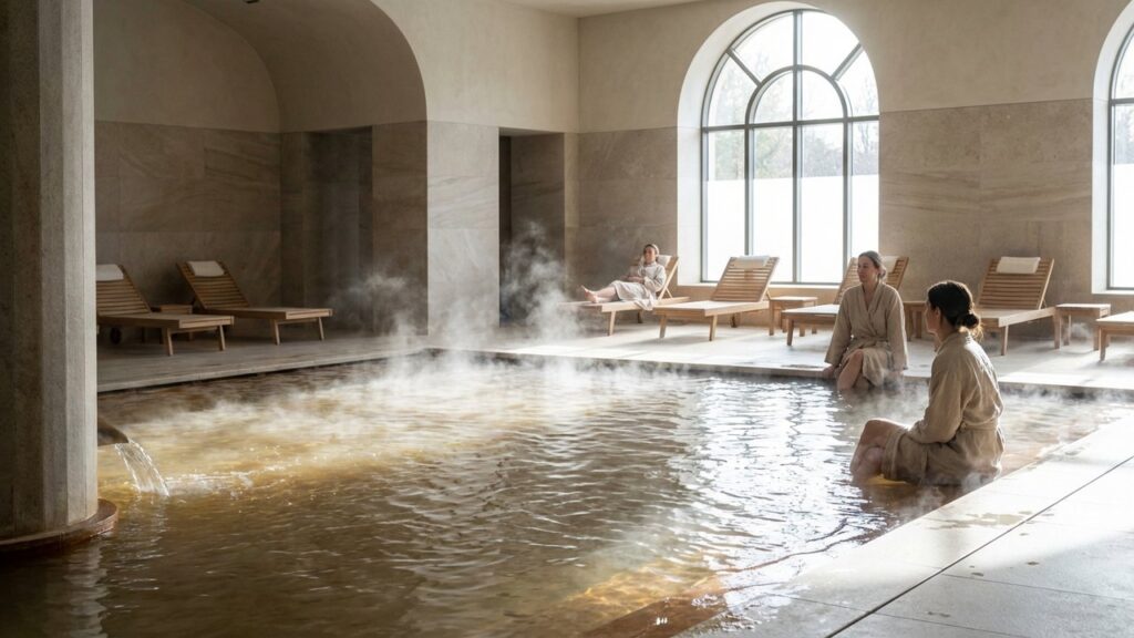 Bain thermal relaxant dans un établissement de cure thermale