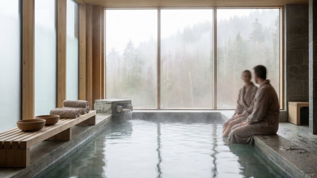 Bain thermal relaxant dans une station thermale spécialisée en affections psychosomatiques