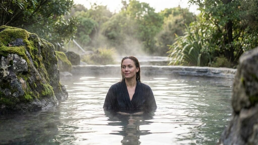 Femme profitant des bienfaits d'une cure thermale