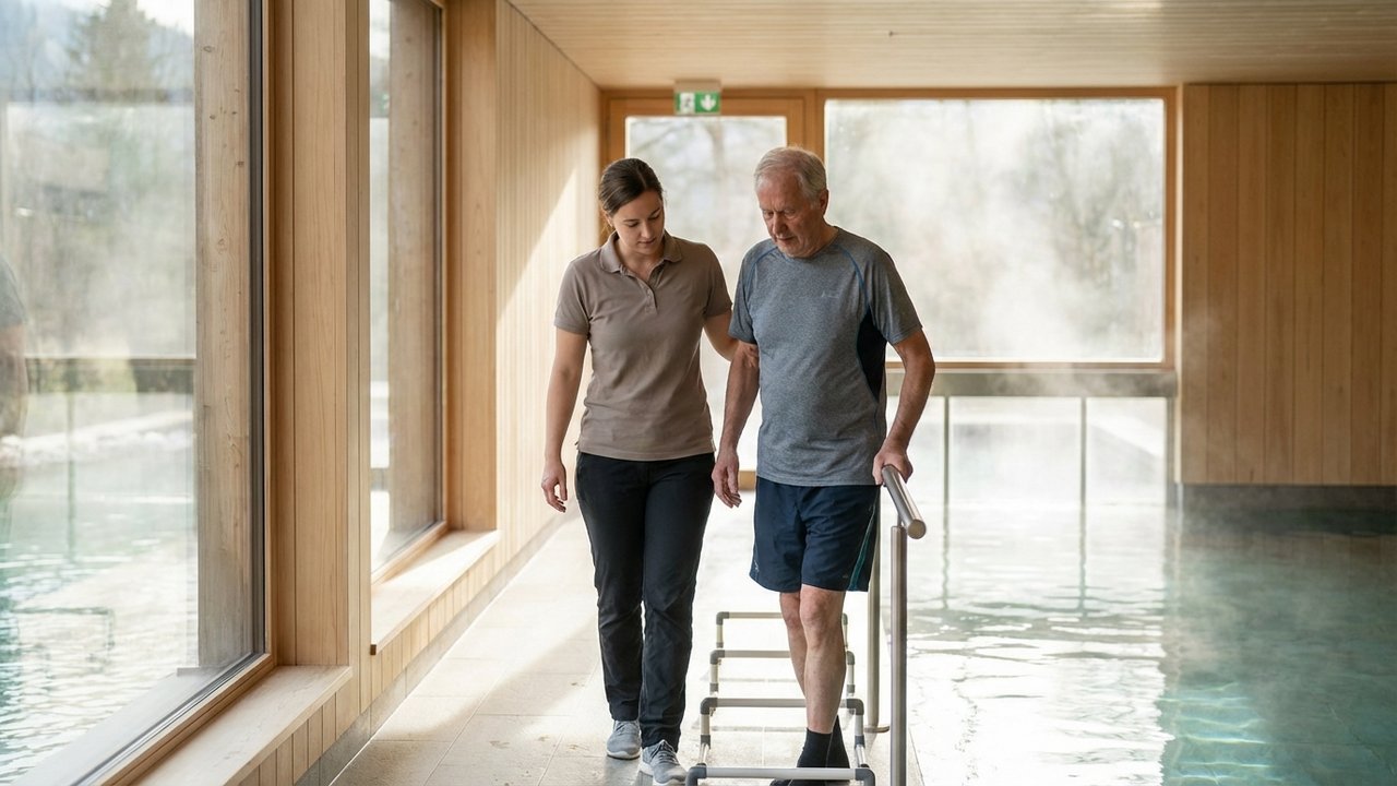 Atelier de rééducation fonctionnelle dans une station thermale pour Parkinson