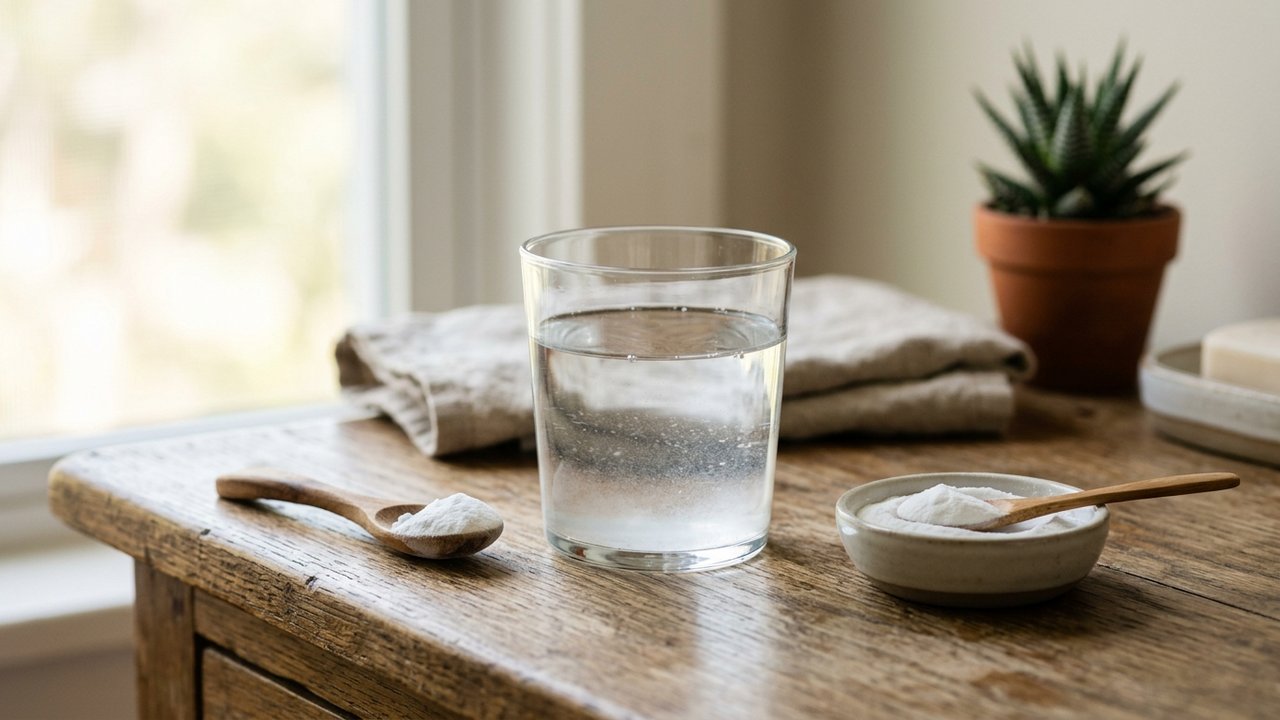 Préparation d'un bain de bouche au bicarbonate de soude