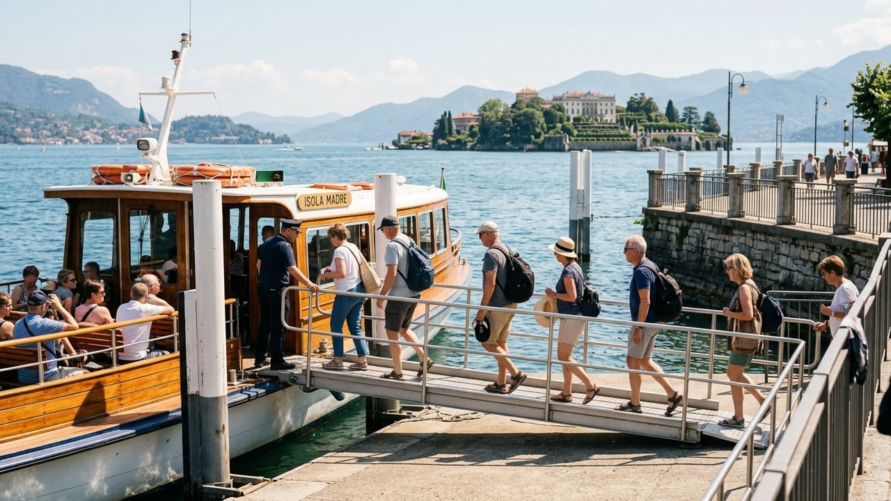 Embarquement des touristes sur un bateau à Stresa pour les îles Borromées