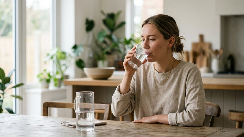 Boire de l'eau pour soulager le goût amer dans la bouche