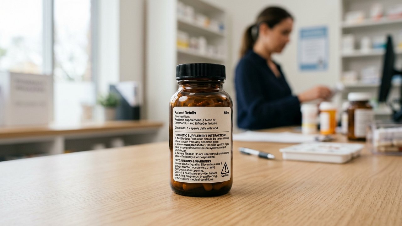 Étiquette pharmaceutique avec mises en garde et contre-indications