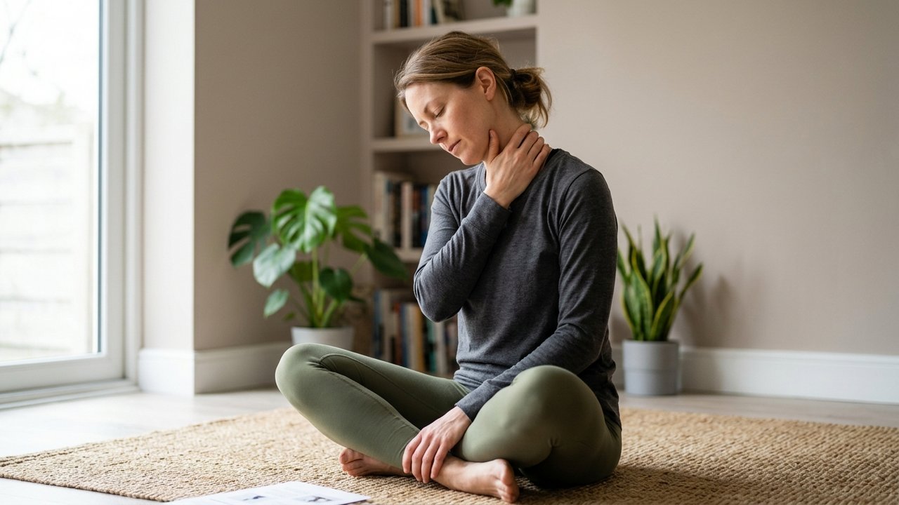 Exercice d'étirement cervical à domicile pour rééducation