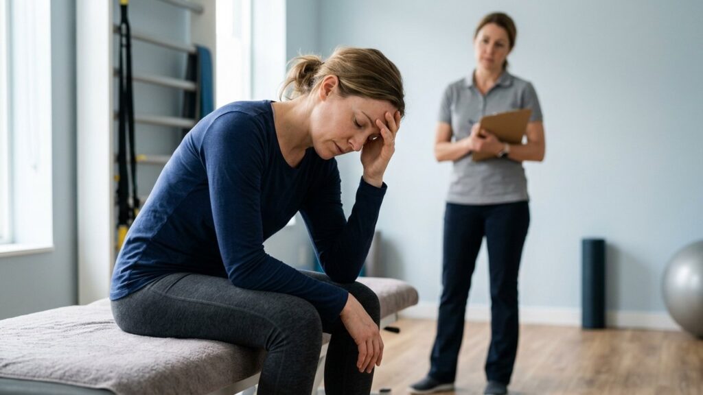 Patiente fatiguée après une séance de kinésithérapie vestibulaire