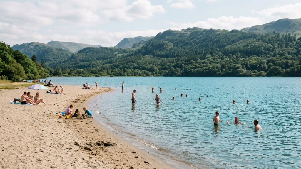 Lac avec plage de sable où se baigner près de Toulouse