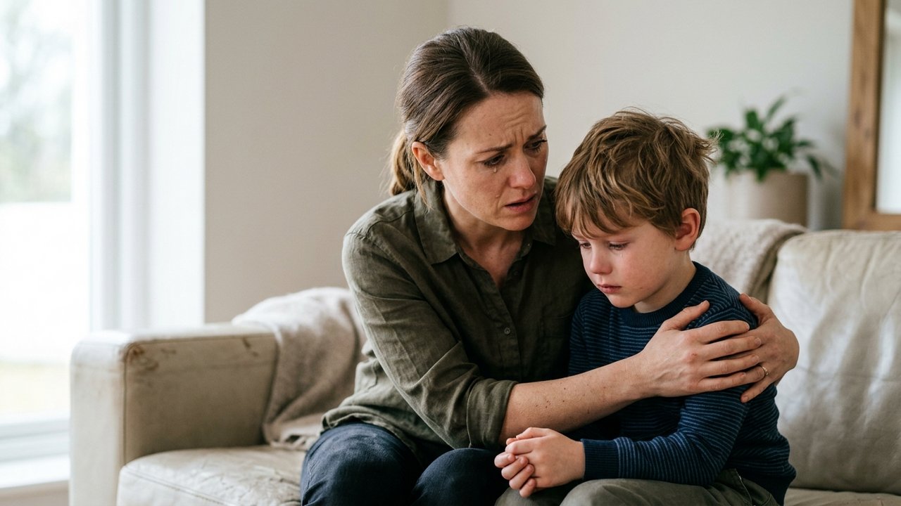 Mère et enfant illustrant le lien entre responsabilité parentale et douleur d'épaule