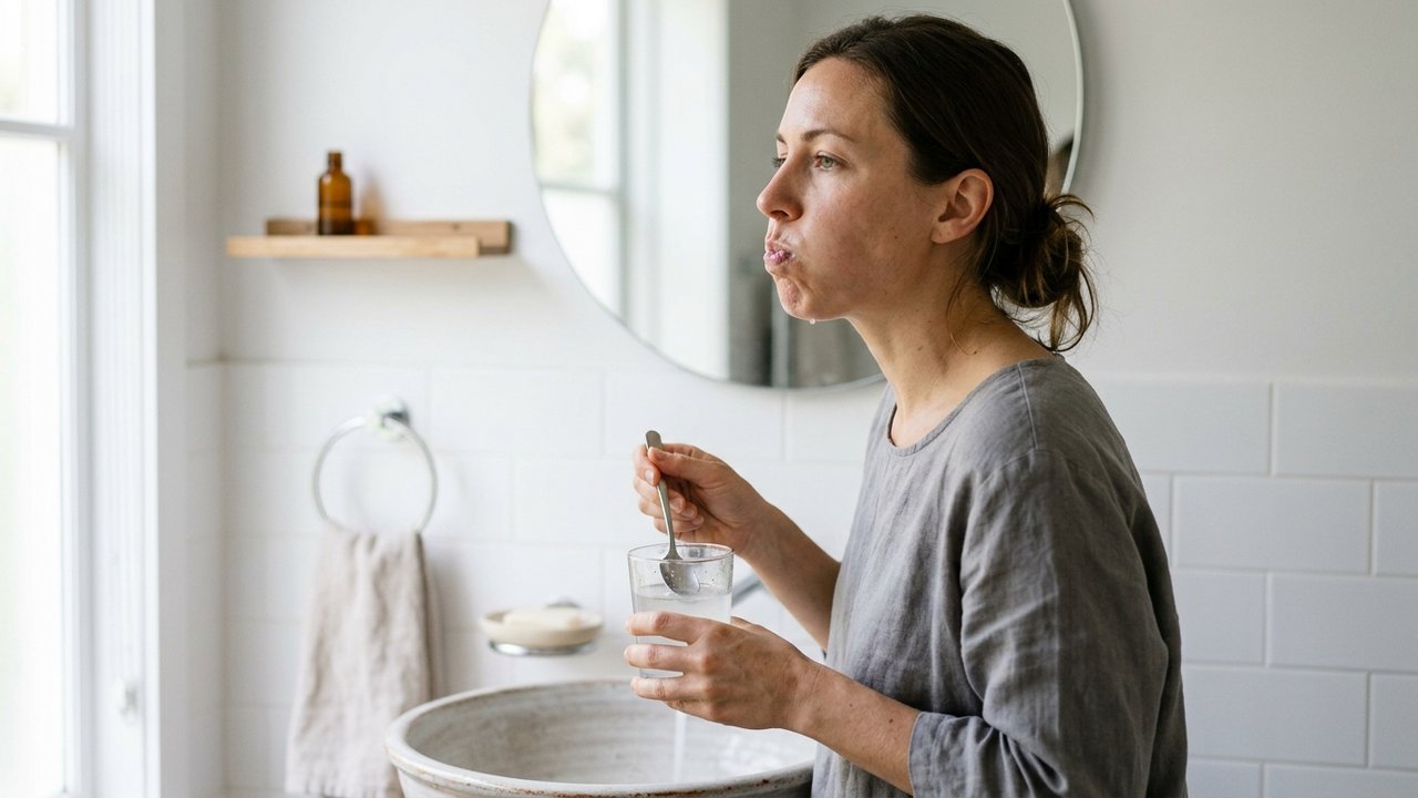 Rinçage buccal à l'eau salée pour soulager les aphtes