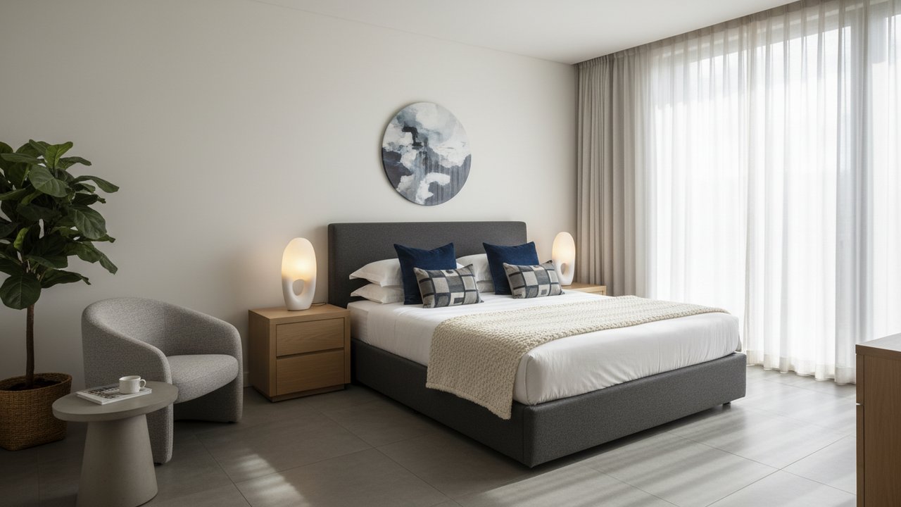 Chambre contemporaine de l'hôtel Saint Claire à Toulouse