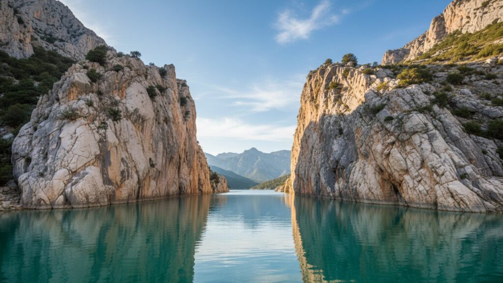 Les Murailles de Finestras surplombant le lac de Canelles en Aragon
