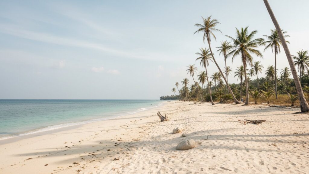 Plage tropicale en Indonésie pendant la saison sèche