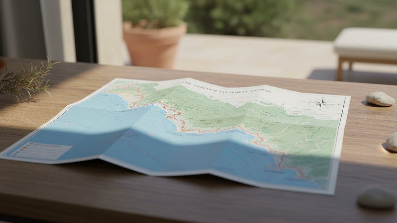 Schéma du tracé complet du sentier côtier des Agriates