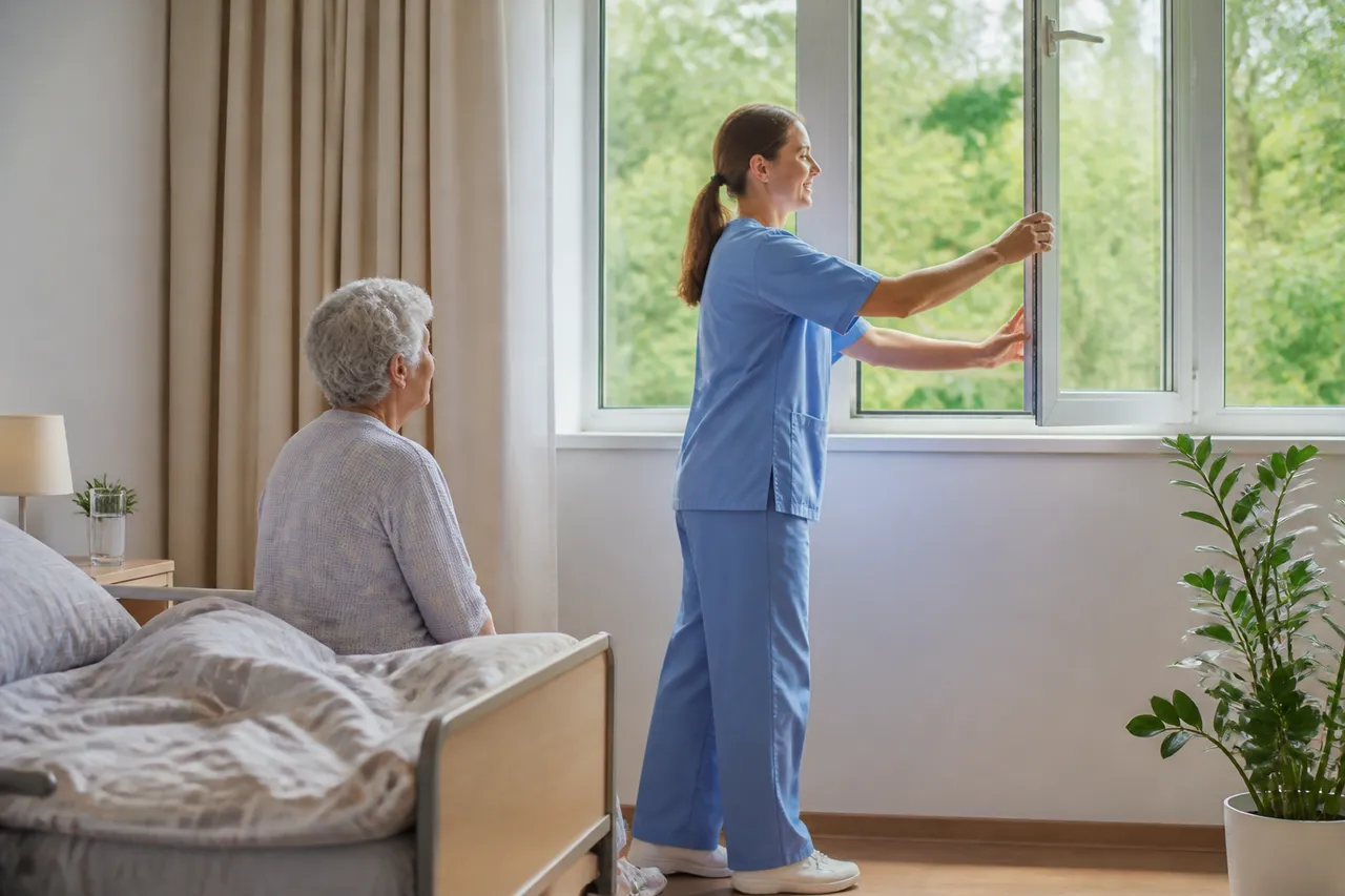 Aération d'une chambre en EHPAD avant le bionettoyage