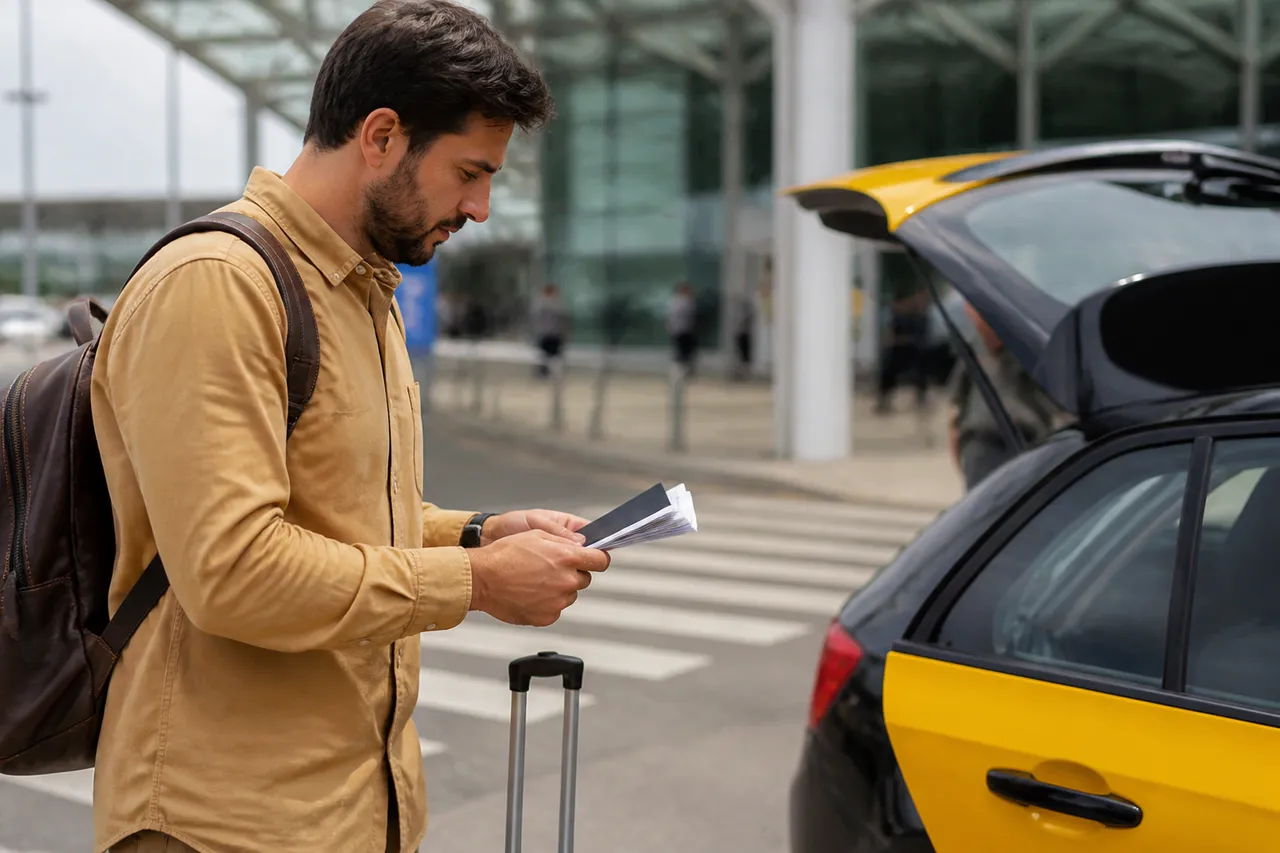 Voyageur à Cancún préparant ses documents et son transport